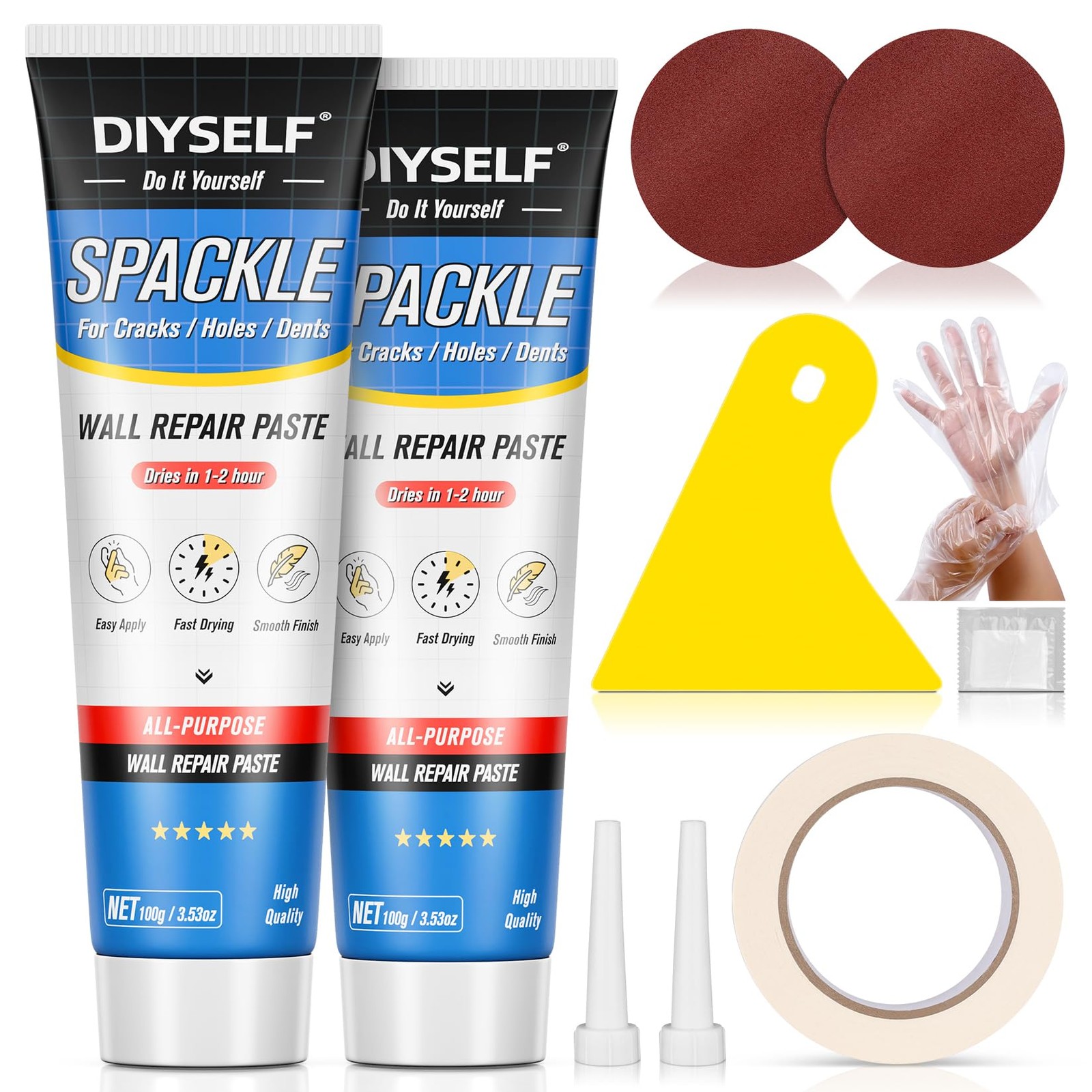 -Drywall-Repair-Kit-Fast-Drying, Wall Mending Agent, 9 Pack Spackle Wall Repair