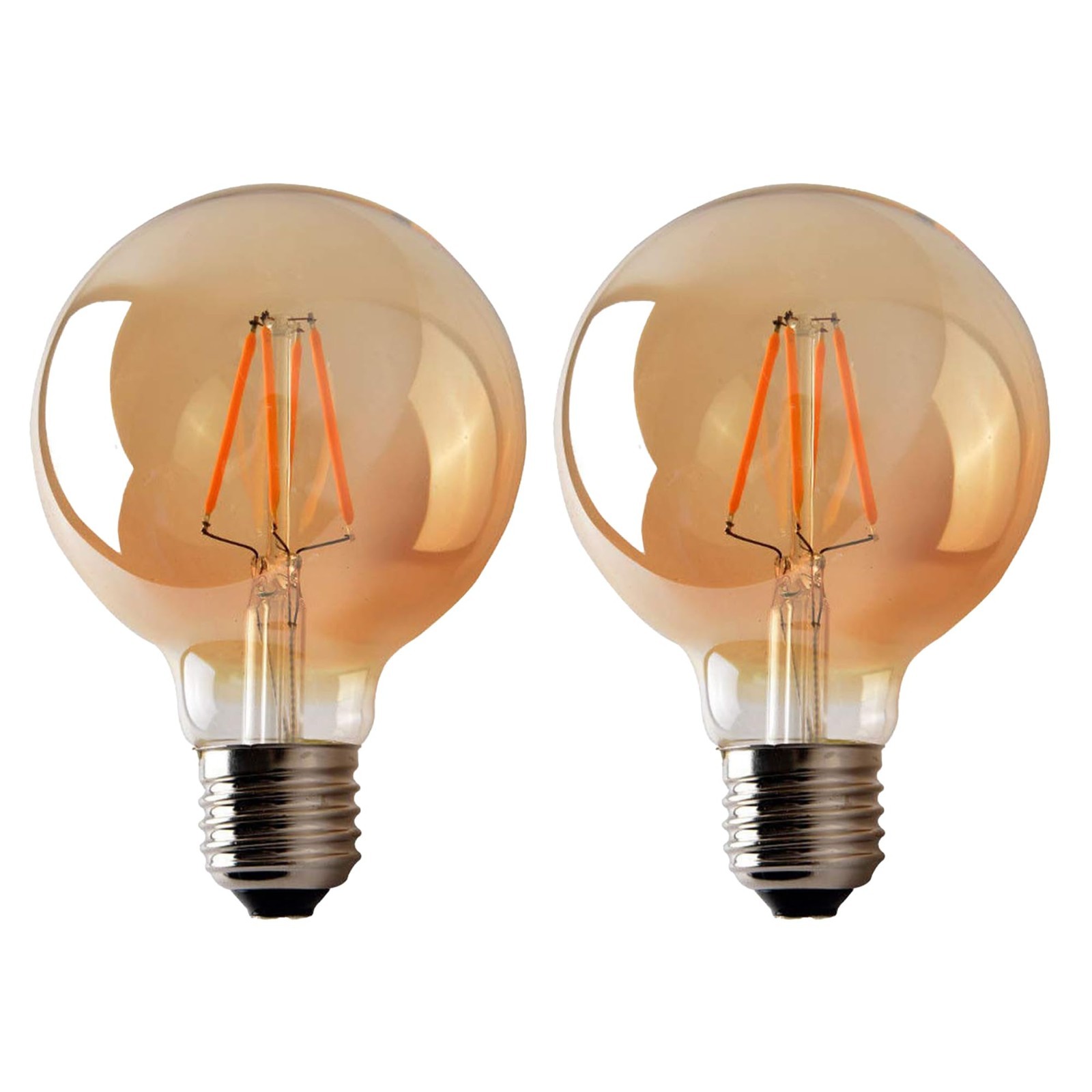 G80 E26 4W LED Edison Dimmable Vintage Amber Glass Warm White 2700K Bulb 2 Pack