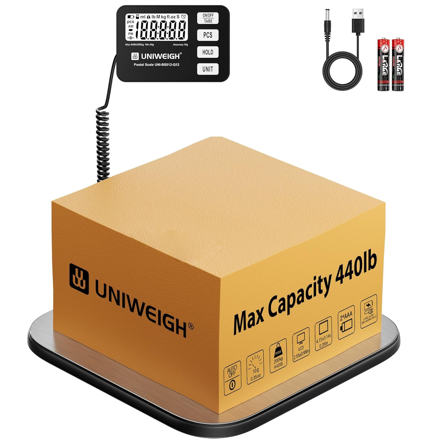 Shipping Scale 440Lb/0.35Oz Accuracy,Digital Postal Scale for Packages with Pcs/