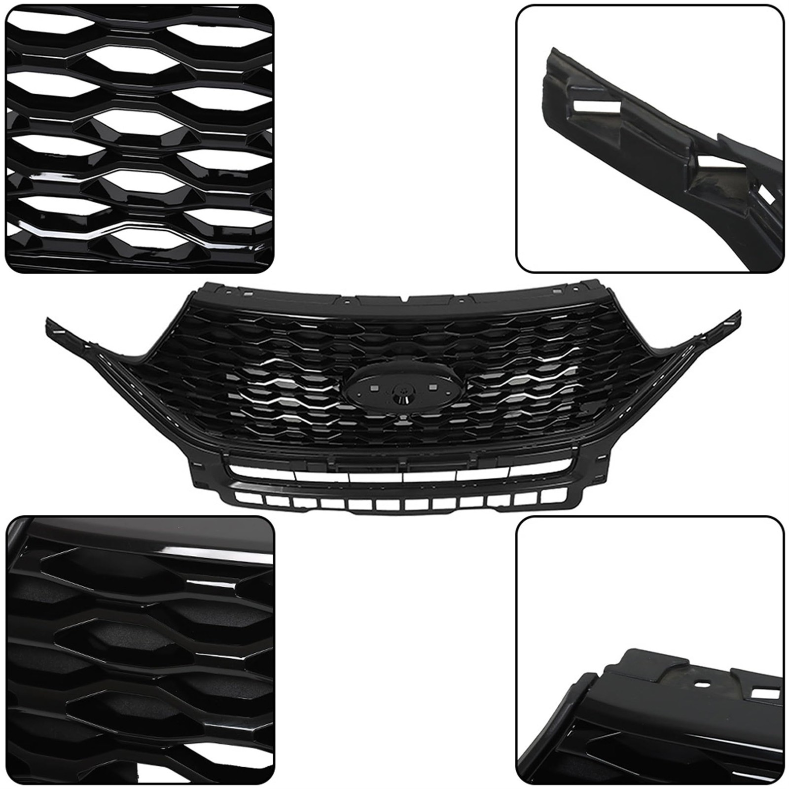 Black Front Bumper Grille Glossy Honeycomb Style Explorer ST 2020 2021 2022