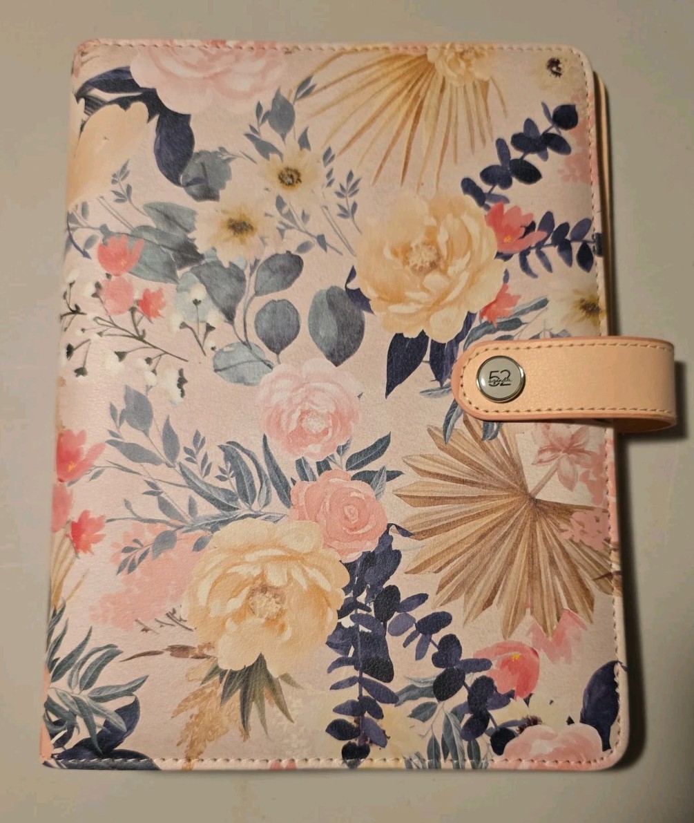Agenda 52 Pink Floral Planner Binder 6-Ring Organizer Notebook 7×9 W/ Note Page