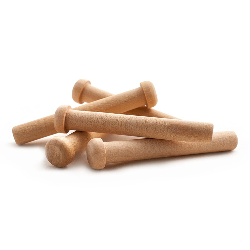 Wooden Axle Pegs for 3/8″ Hole, 2-9/16″ Wood Toy Bag of 25, Unfinished