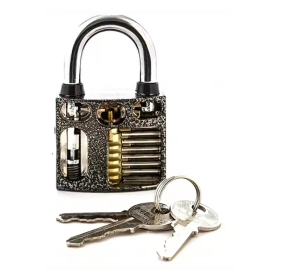Locksmith Transparent Locks Pick Visible Cutaway Mini Practice View Padlock Hasp