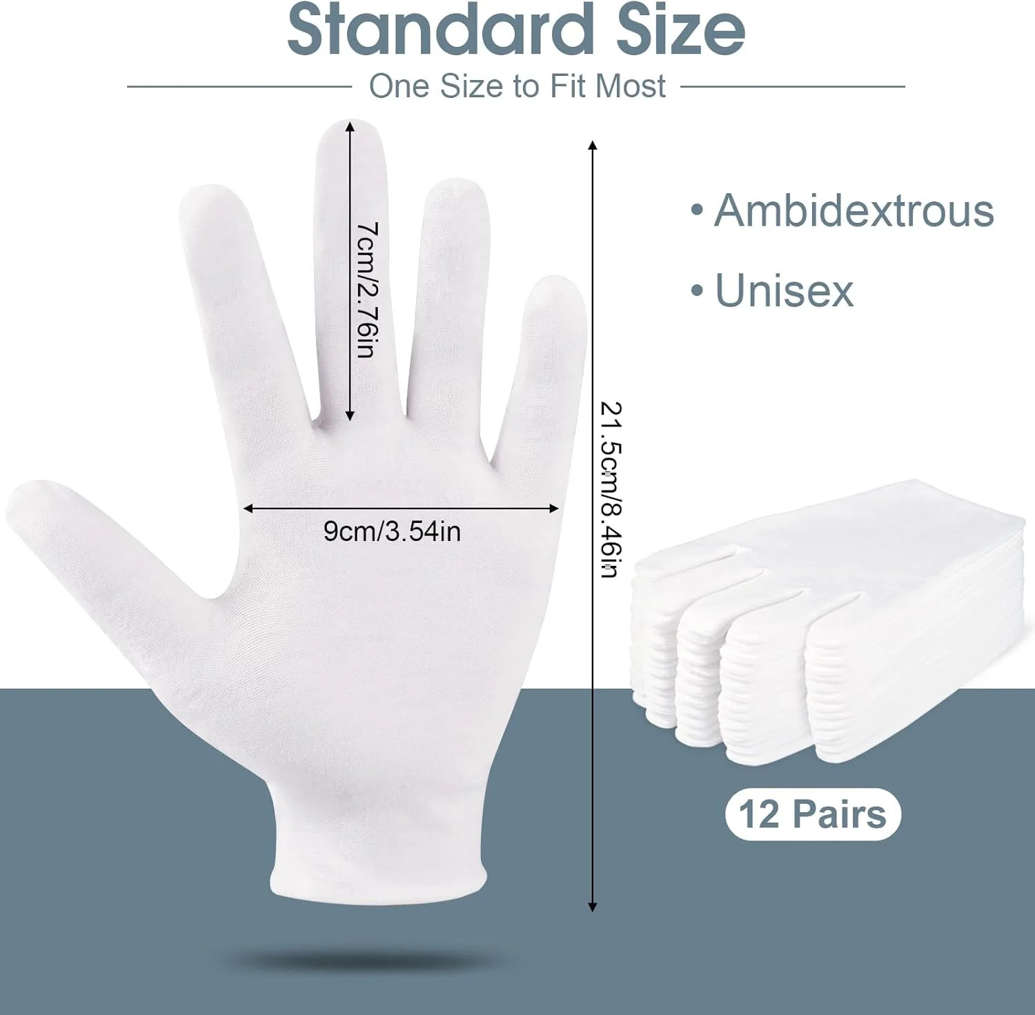 24 Pcs White Cotton Gloves for Dry Hands & Eczema, Moisturizing Sleeping Gloves