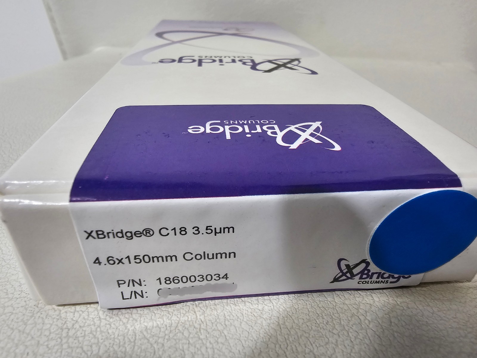 Item number: 186003034 HPLC Column XBridge C18, 130Å, 3.5µm 4.6x150mm