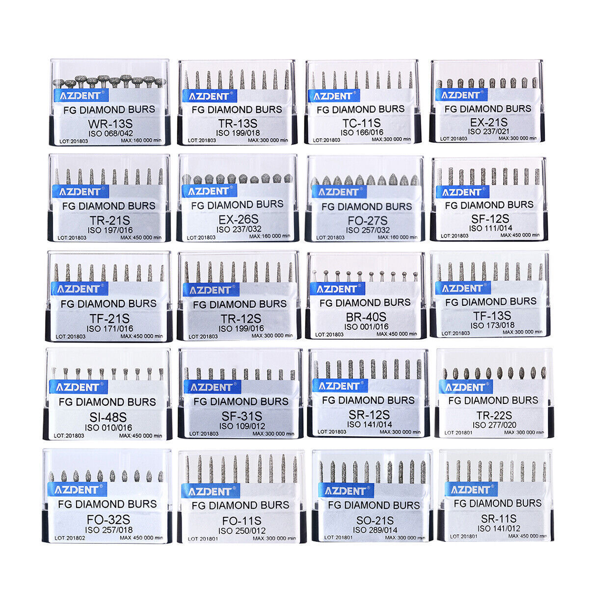 10 Boxes Mango de alta velocidad de diamante ultragrueso dental FG1.6mm 450,000