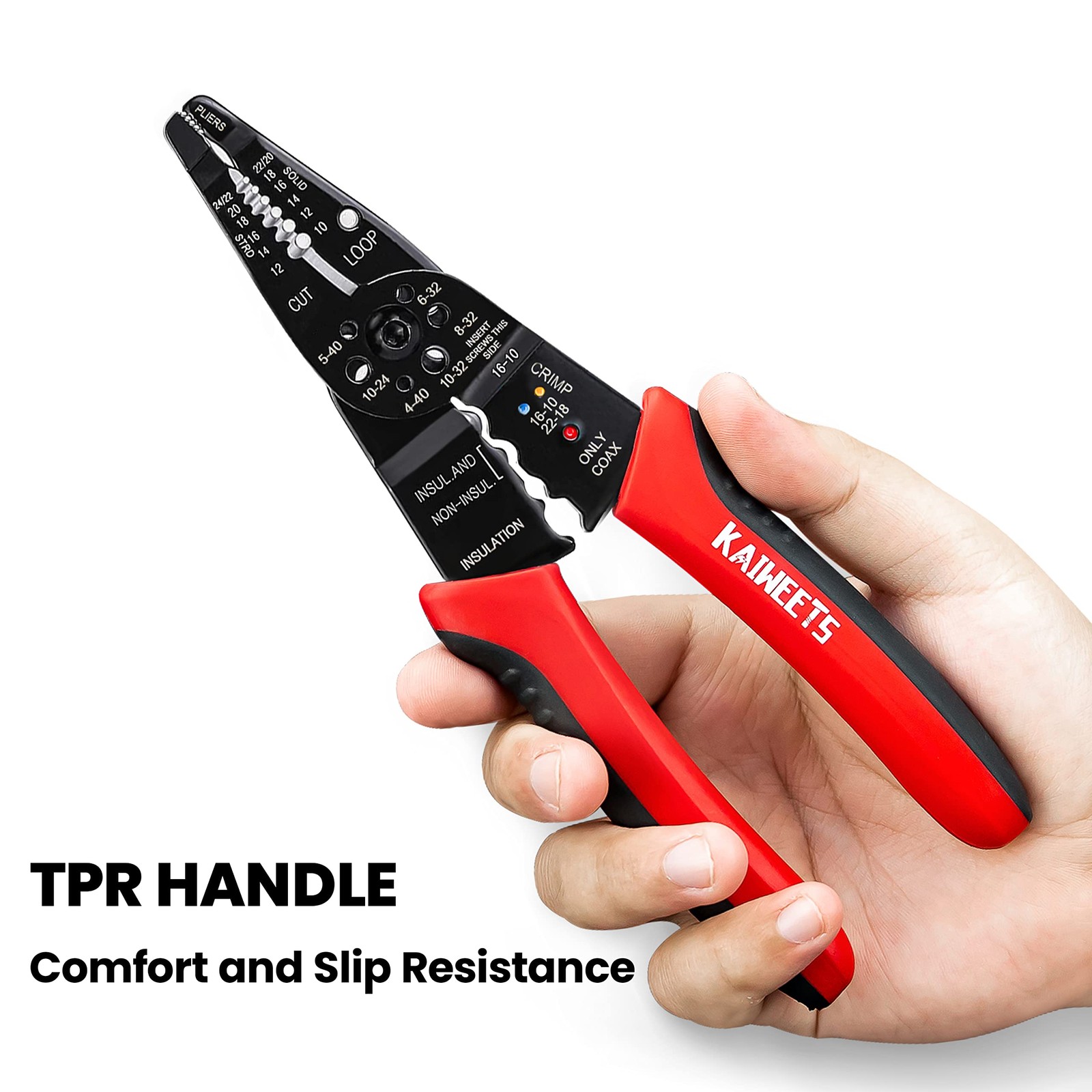 KAIWEETS Wire Stripper 10-22 AWG Splicer Cable Red and Black