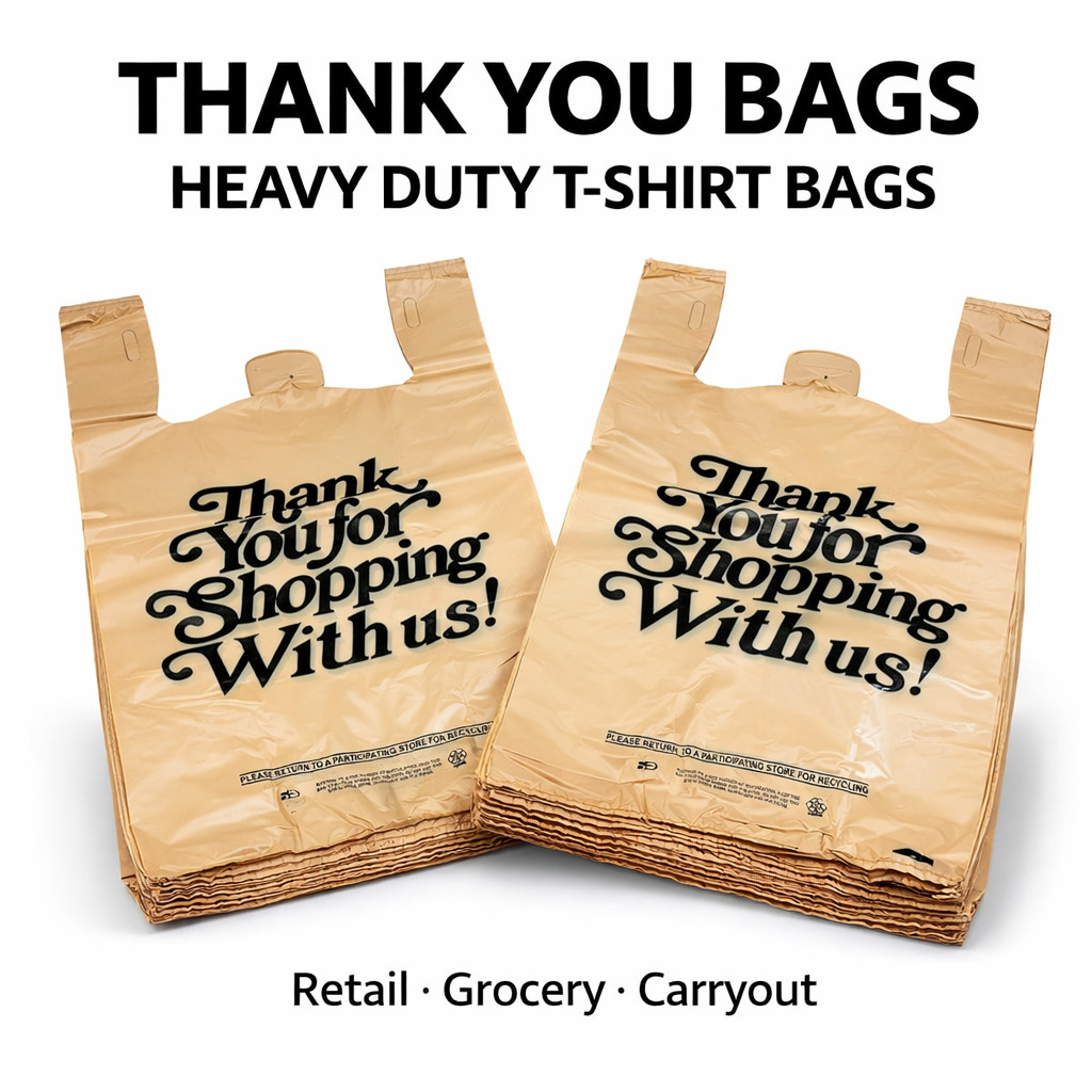 .71 Mil Heavy Duty Thank You T-Shirt Bags Grocery Retail Shopping Plastic Bags