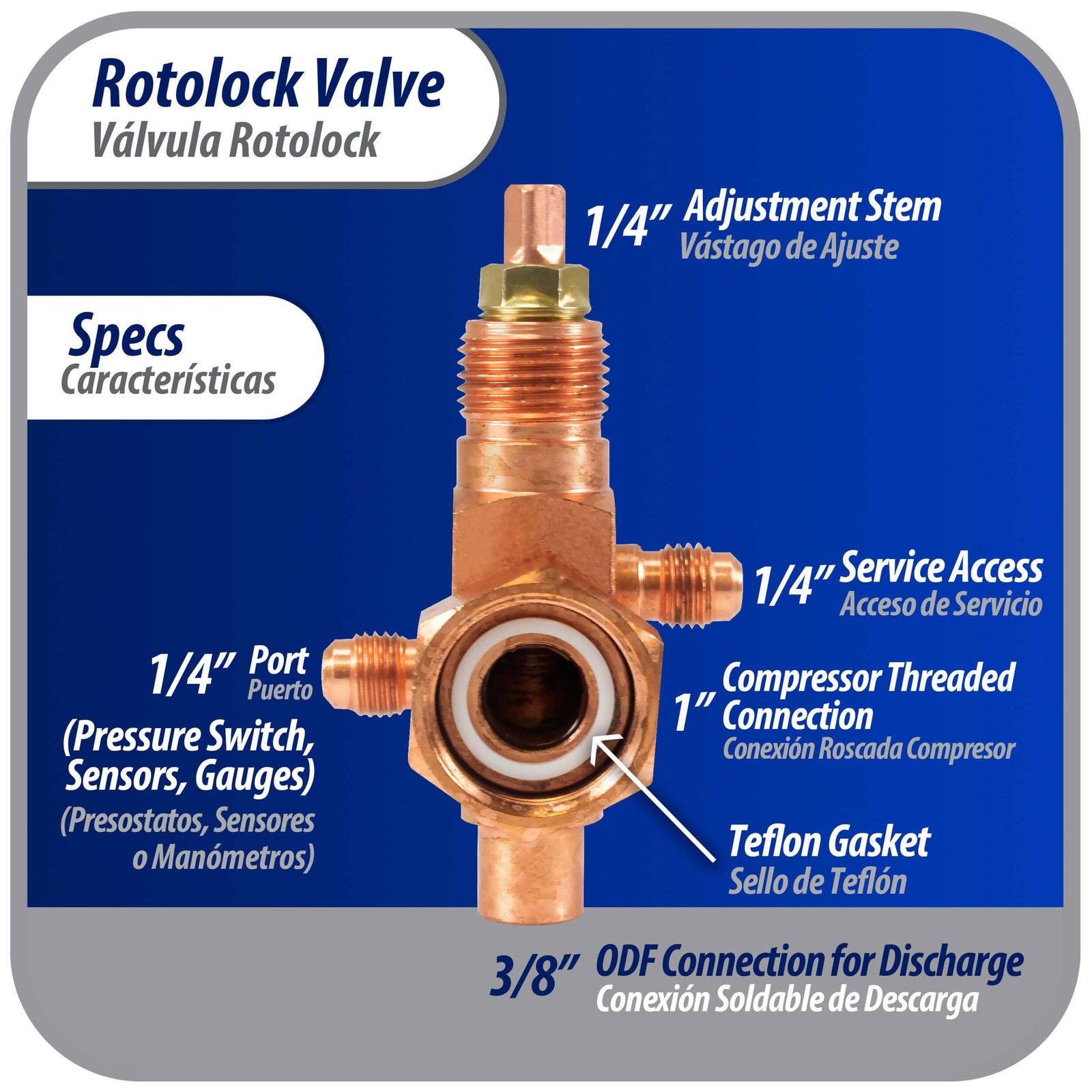 Appli Parts APRV-VA01 Rotolock Valve V01 1 in x 3/8 in ODF solder connection Uni
