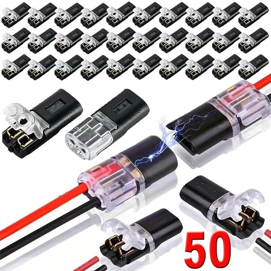 50PCS Double Wire Plug in Connector with Locking Buckle, Locking Easy to Use