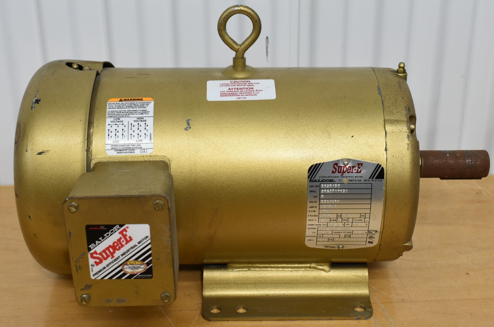 Baldor EM3615T, Super-E Motor, 5 HP, 230/460 V, 13/6.5A, 1750 RPM, 3Ph, FR 184T