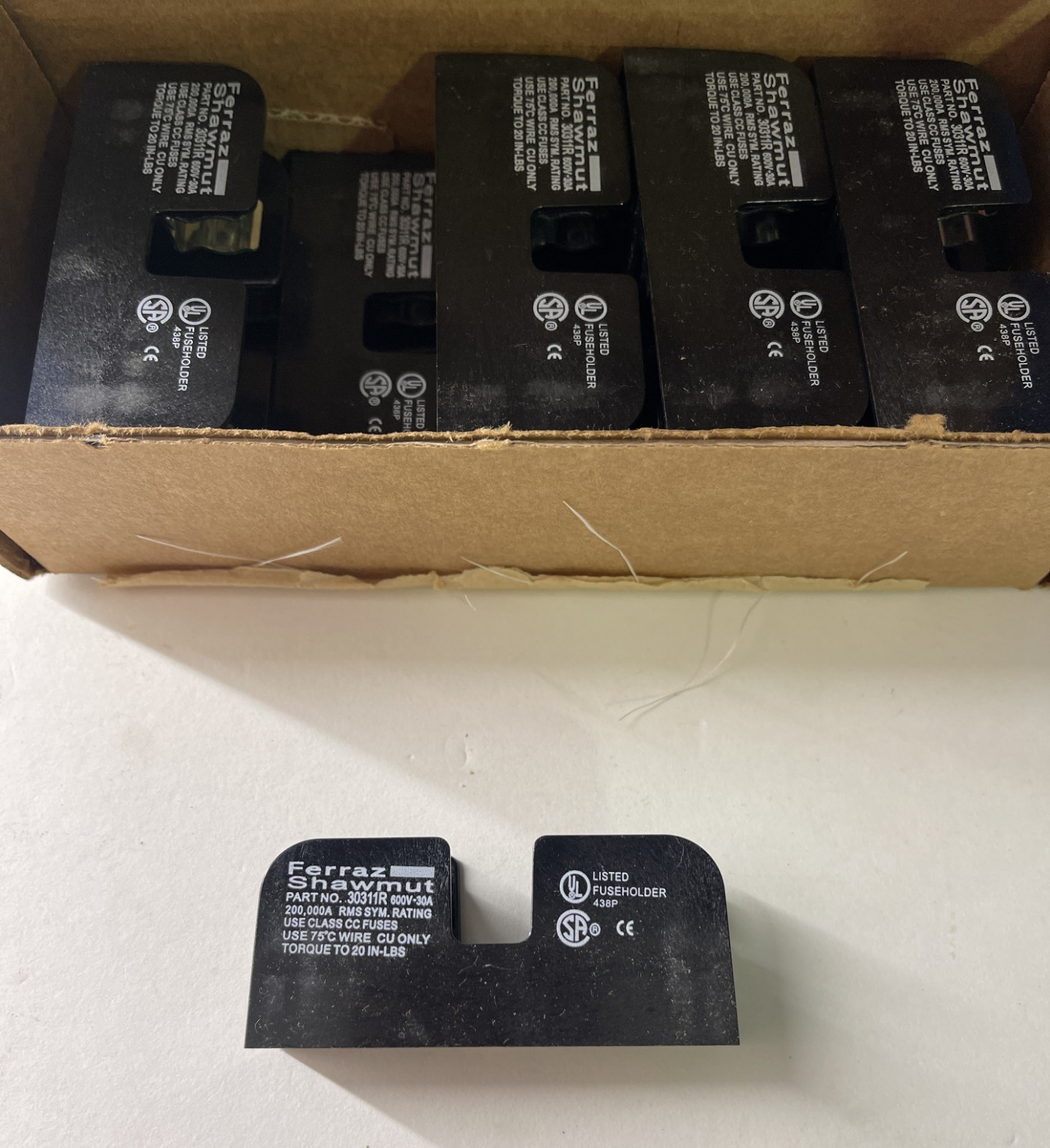 New 2-pcs of Ferraz Shawmut 30311R 600V 30A Fuse Holder
