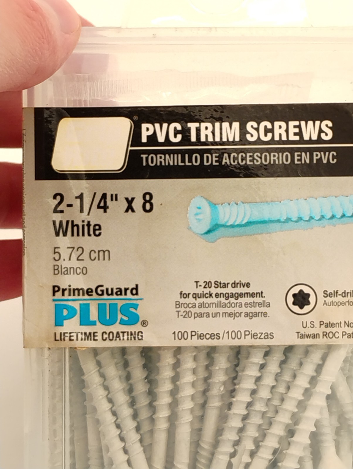PrimeGuard Plus 2-1/4″ X 8 White T-20 Star Head PVC Trim Screws 100 PK New