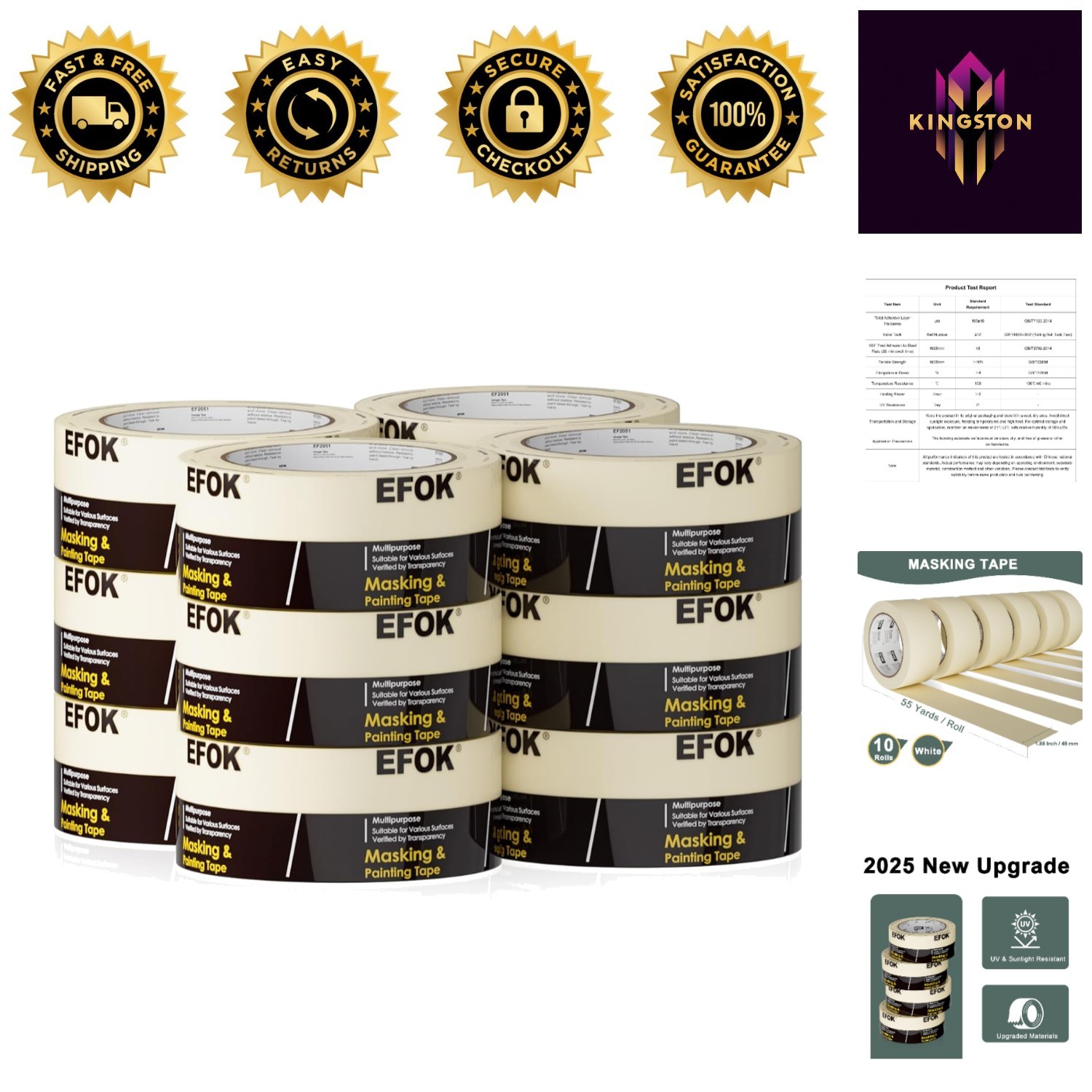 White Masking Tape 10 Pack: 1.88in x 55yds – Sharp Lines & UV Resistant