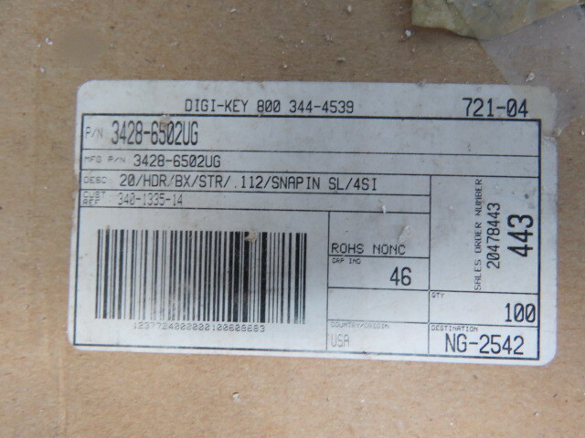 3M 3428-6502UG Qty of 32 per Lot CONN HDR 10Px2R ST 4WALL S-LATCH .062