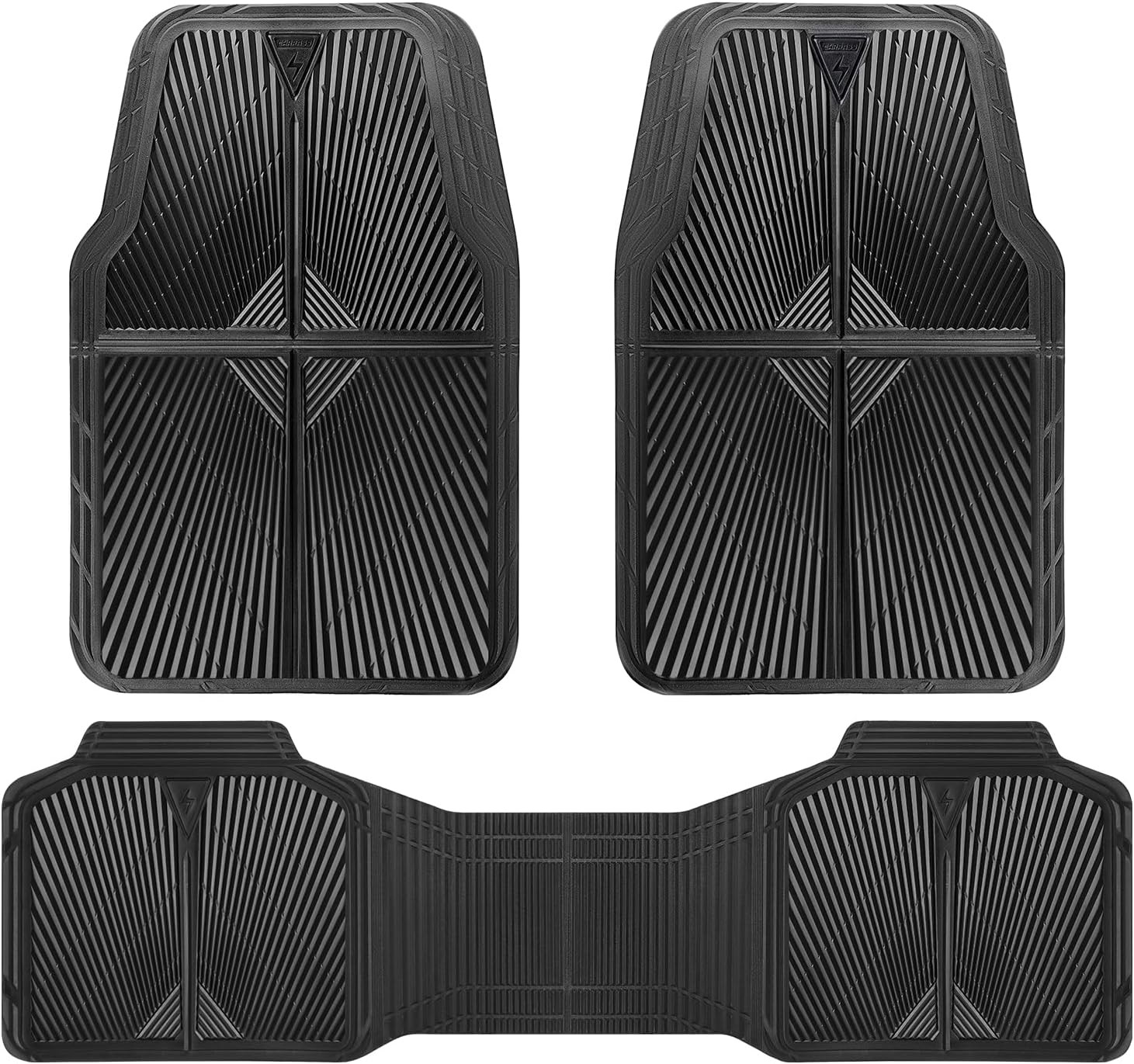 CAR PASS Rubber Floor Mats, All Weather Waterproof Trim-to-Fit Automotive Mats f