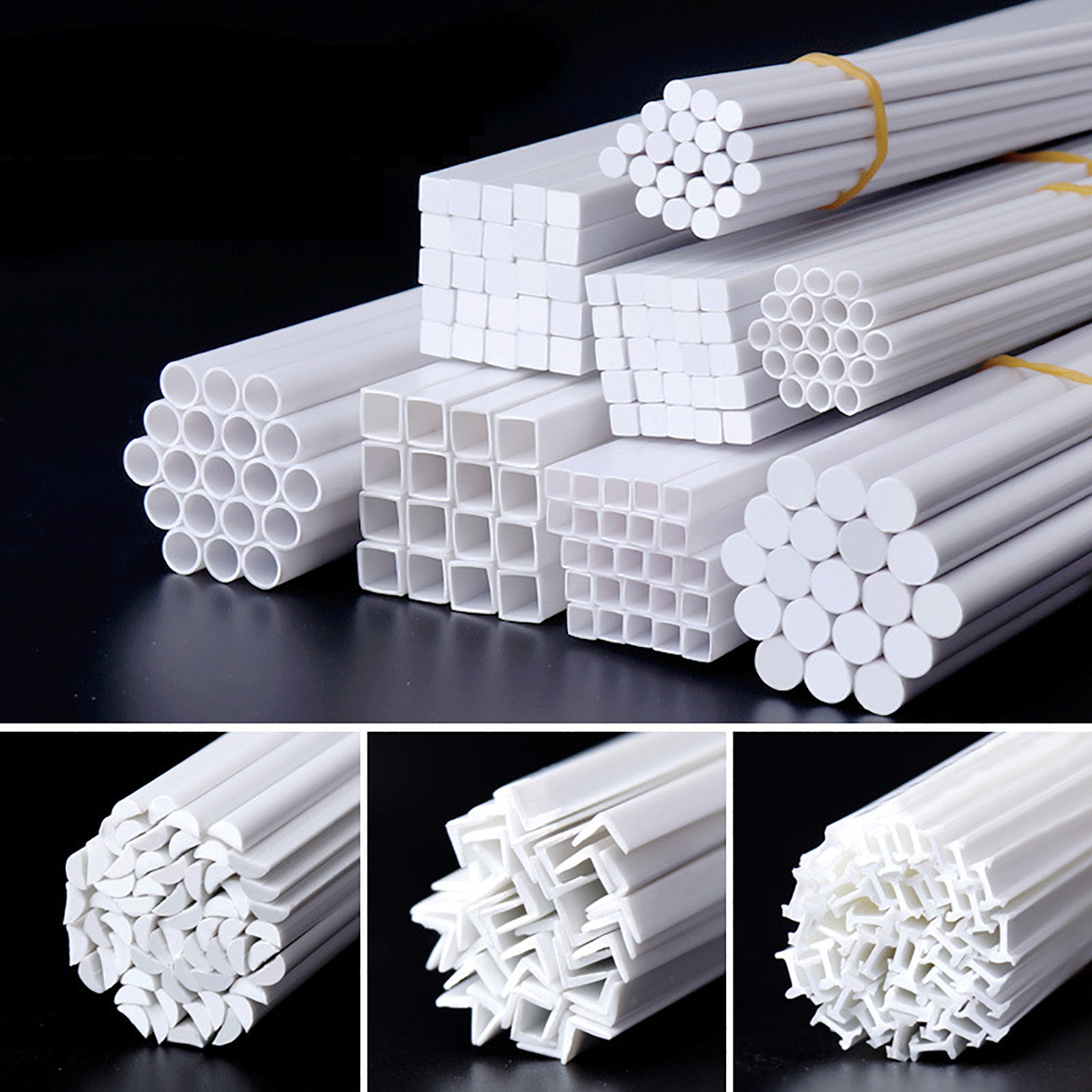 ABS Styrene Plastic Tube Strip Round/Square/Angle Rod Sheet Building Model DIY