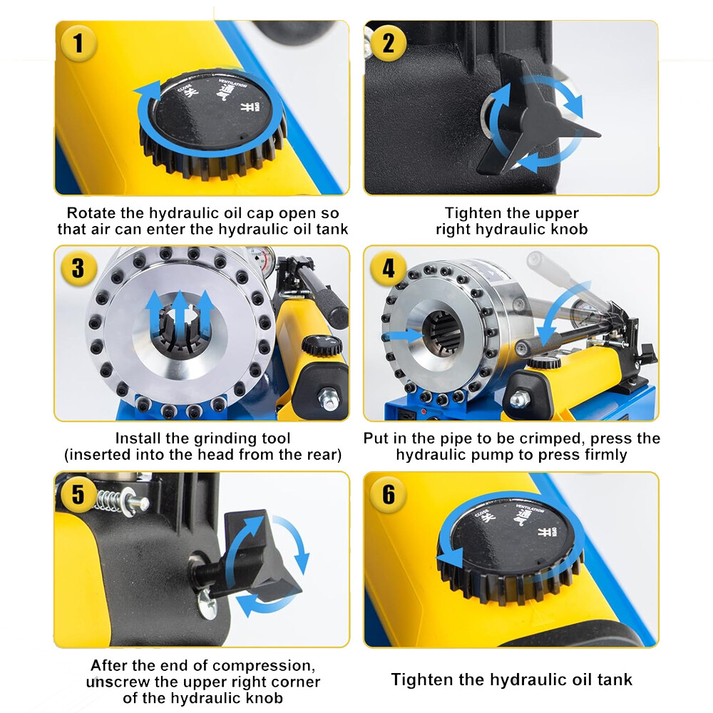 New 5600KN Hydraulic Hose Crimper Pipe Clamping Machine w/ 8 Sets Dies 10mm-30m