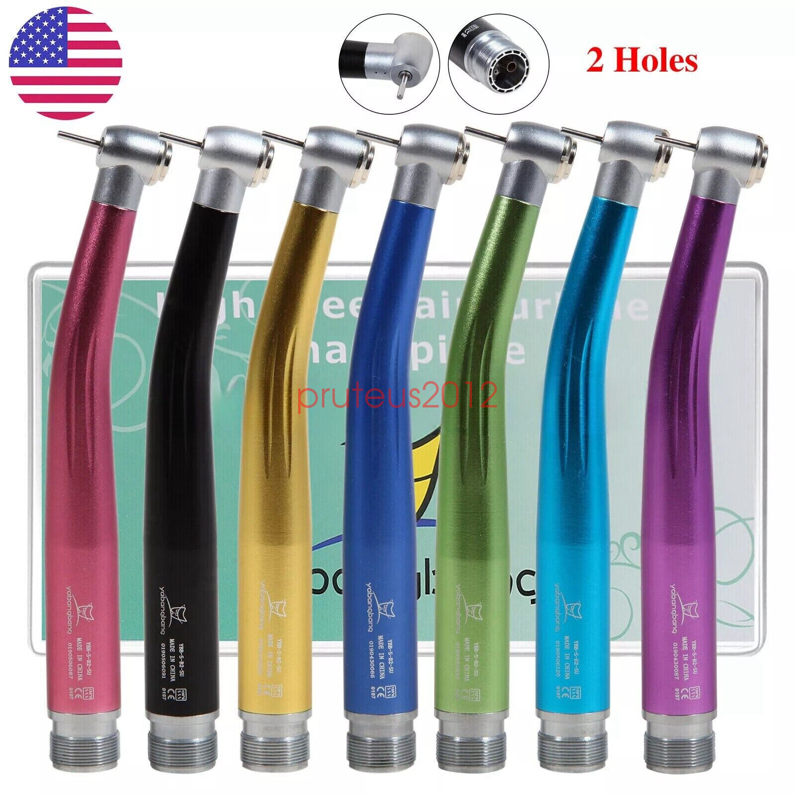 Yabangbang Dental High Speed Handpiece Turbine Push Button 4 Holes USA