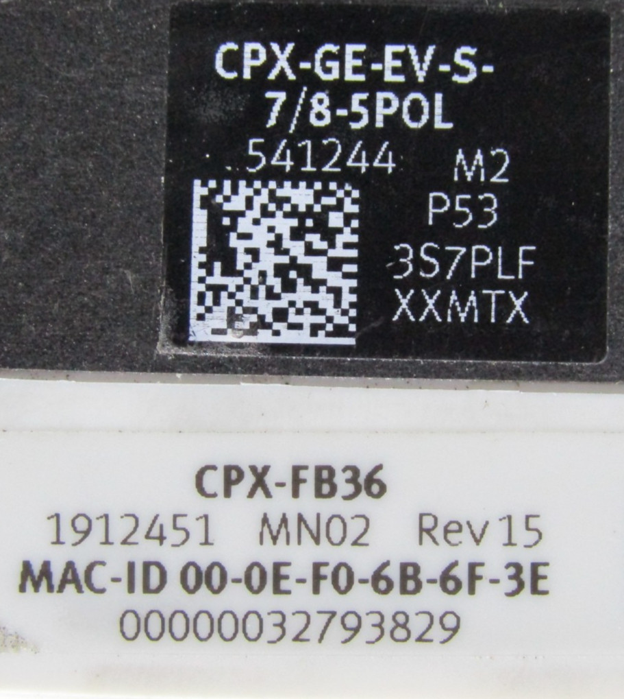 😏 FESTO PNUEMATIC BUS NODE CPX-FB36 / CPX-GE-EV-S-7/8-5POL
