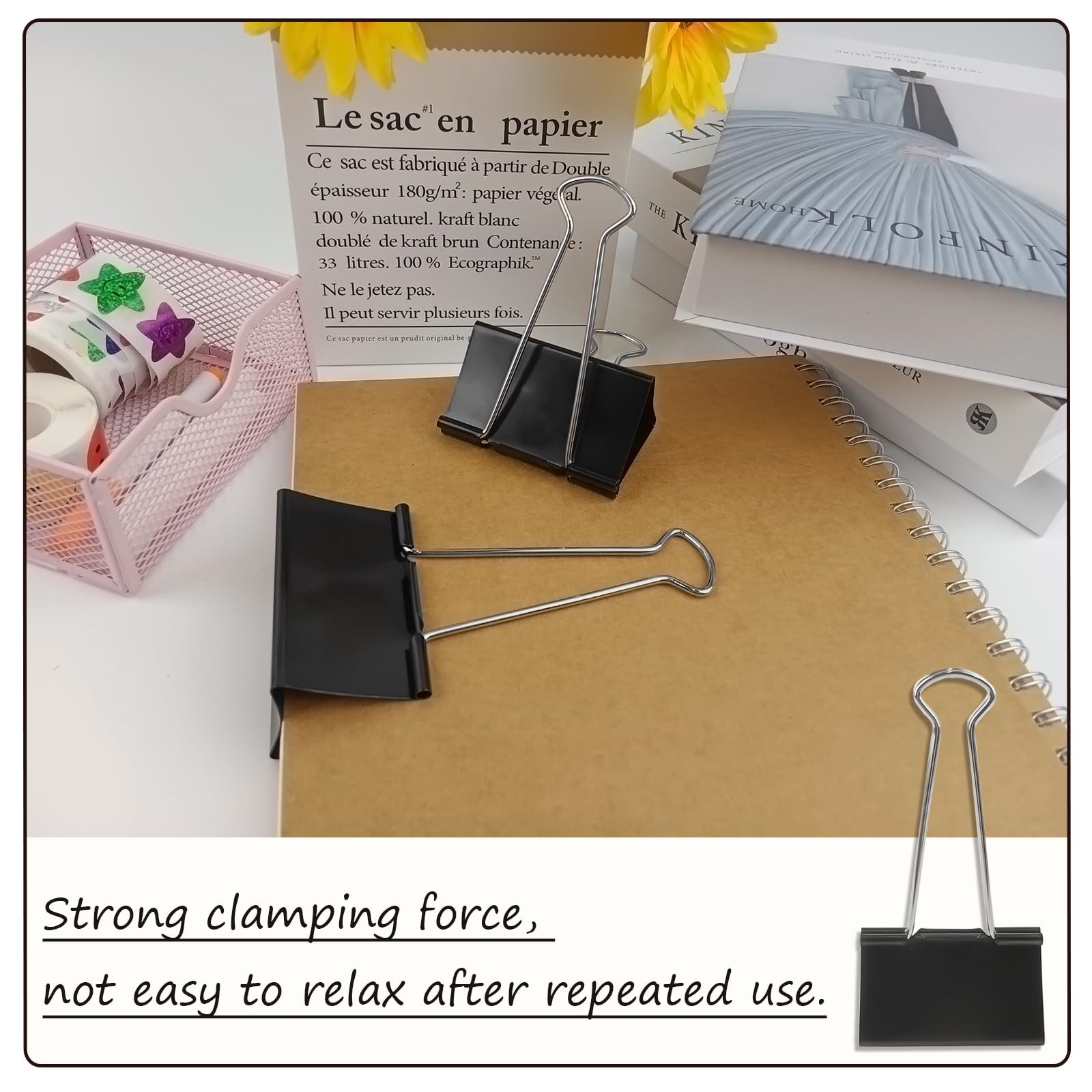 3-Inch Extra-Large DSTELIN Binder Clips – Heavy-Duty Black Extra Large,