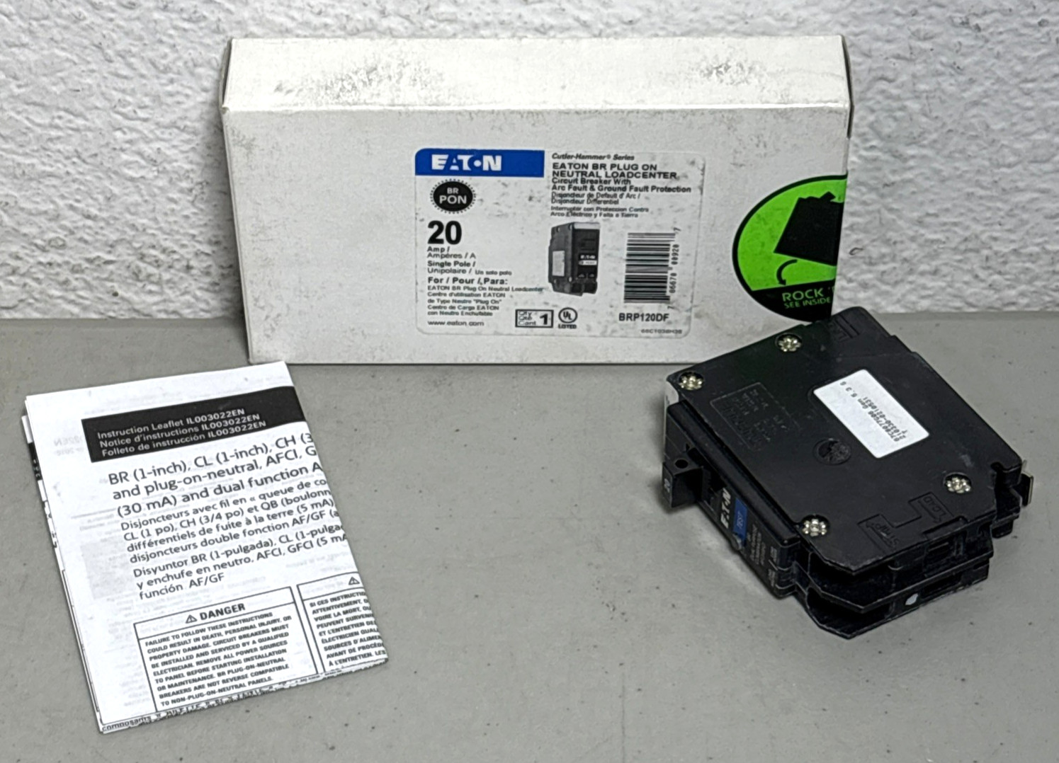 EATON BRP120DF 20 Amp Single Pole Dual Purpose AFCI/CFCI Breaker – New in Box