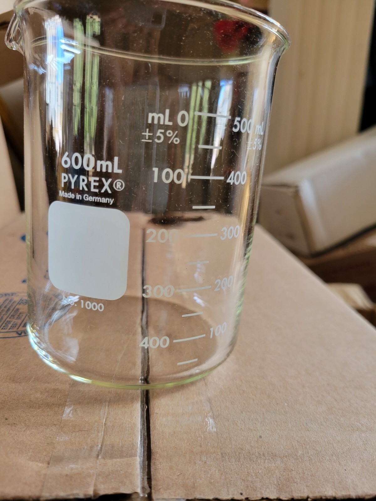 PYREX 1000-600, Griffin Low Form 600 mL Beaker, Double Scale, 6 EA /PACK