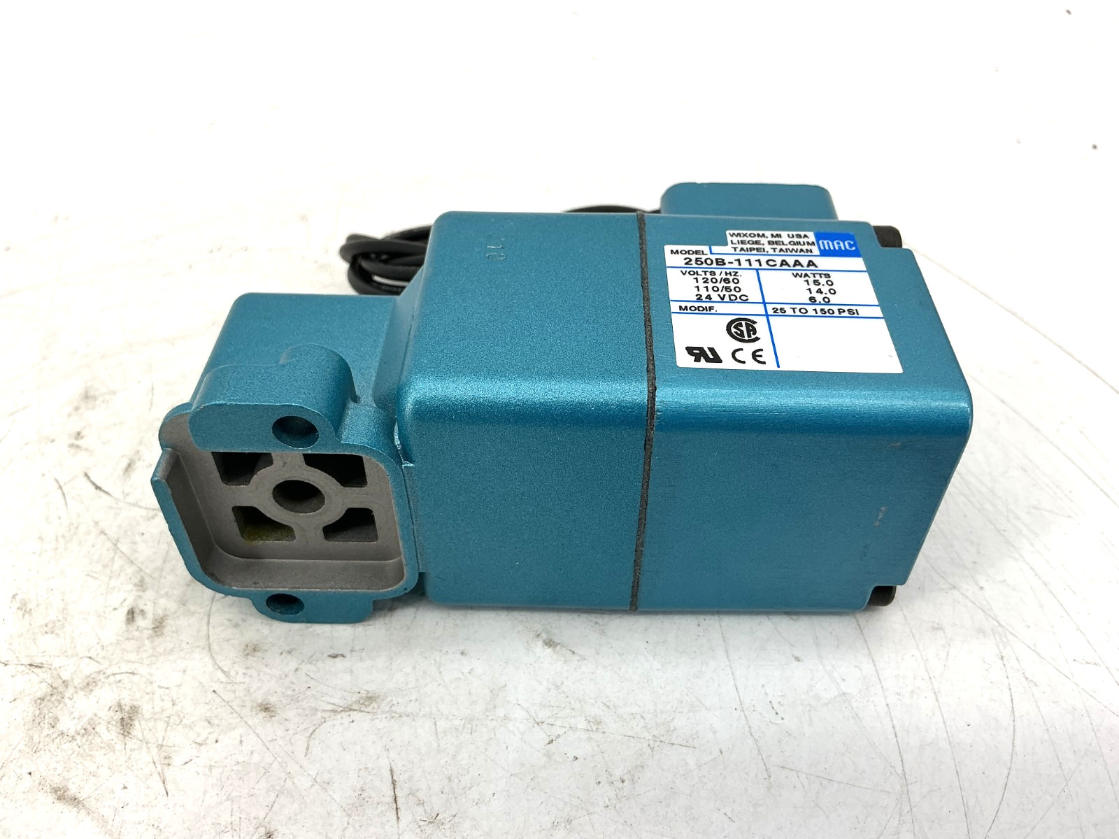 New MAC Valves 250B-111CAAA Solenoid Valve 15W 24VDC 150PSI 110/120V 250B-111CA