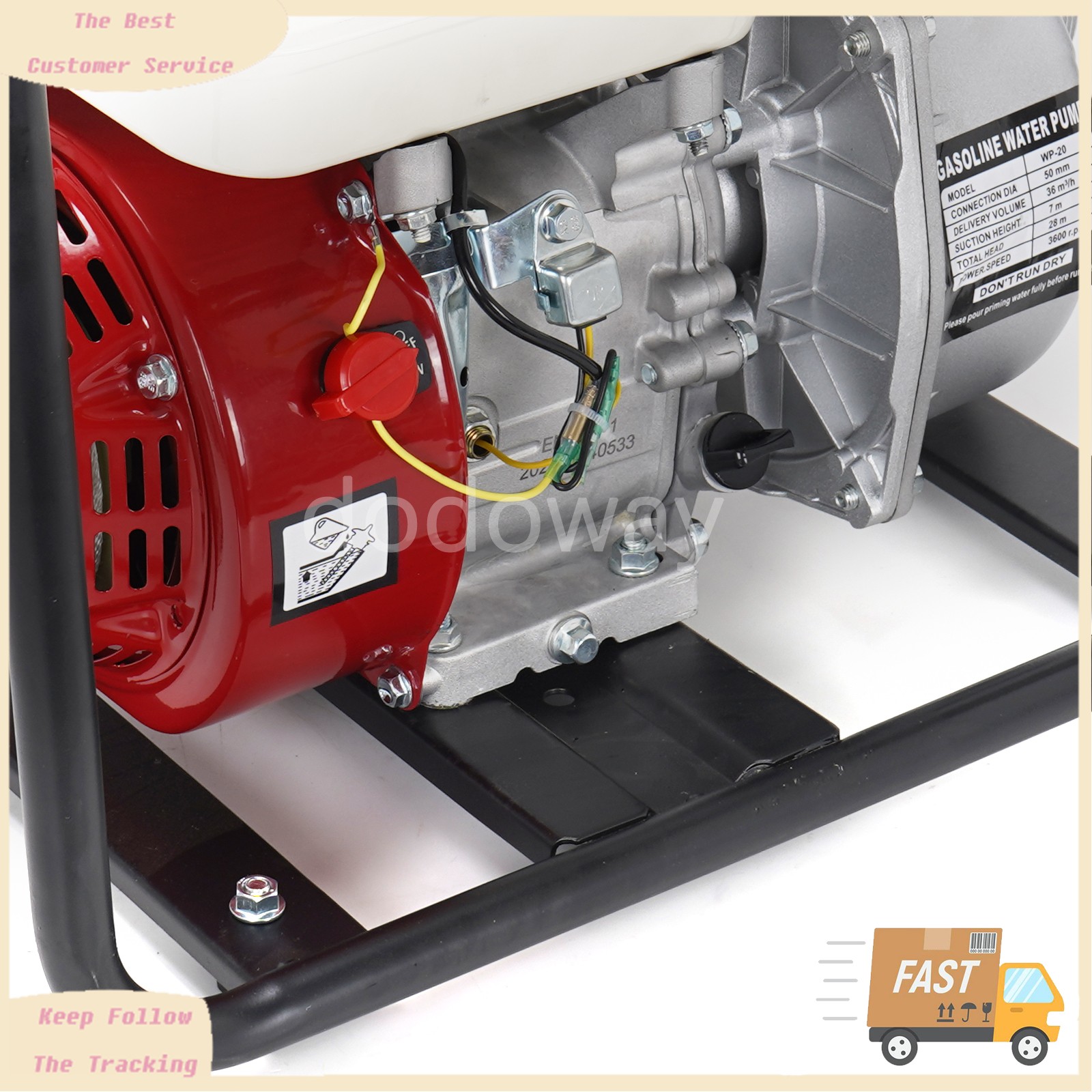 2 Inch Gas Powered Water Pump 6.5HP 4-Stroke Cast Iron Semi Trash Drainage Tool