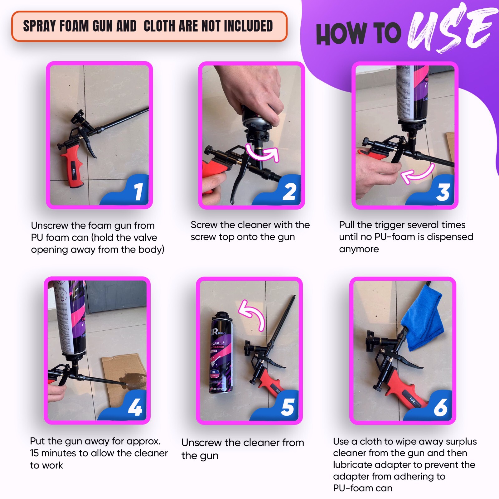 Luft Professional Expanding Spray Foam Gun (1 Gun + 9 Tips and Tools)