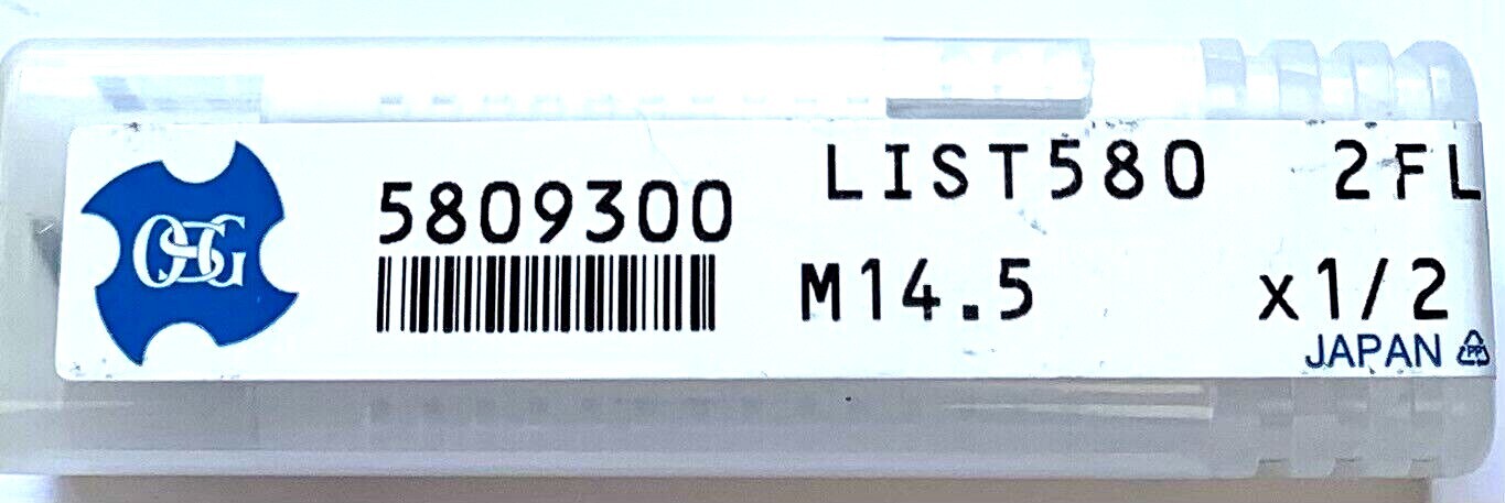 14.50mm 2 FLUTE SINGLE END COBALT END MILL – M14.5 x 1/2″ – OSG 5809300