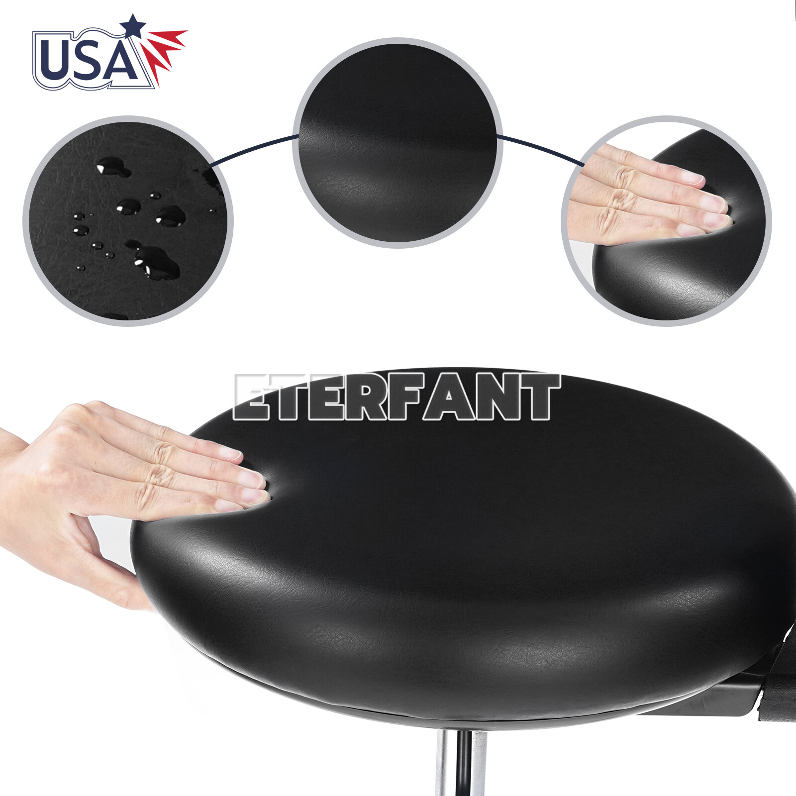 ETERFANT Dental Mobile Doctor Assistant Stool Chair PU Leather Adjustable Height