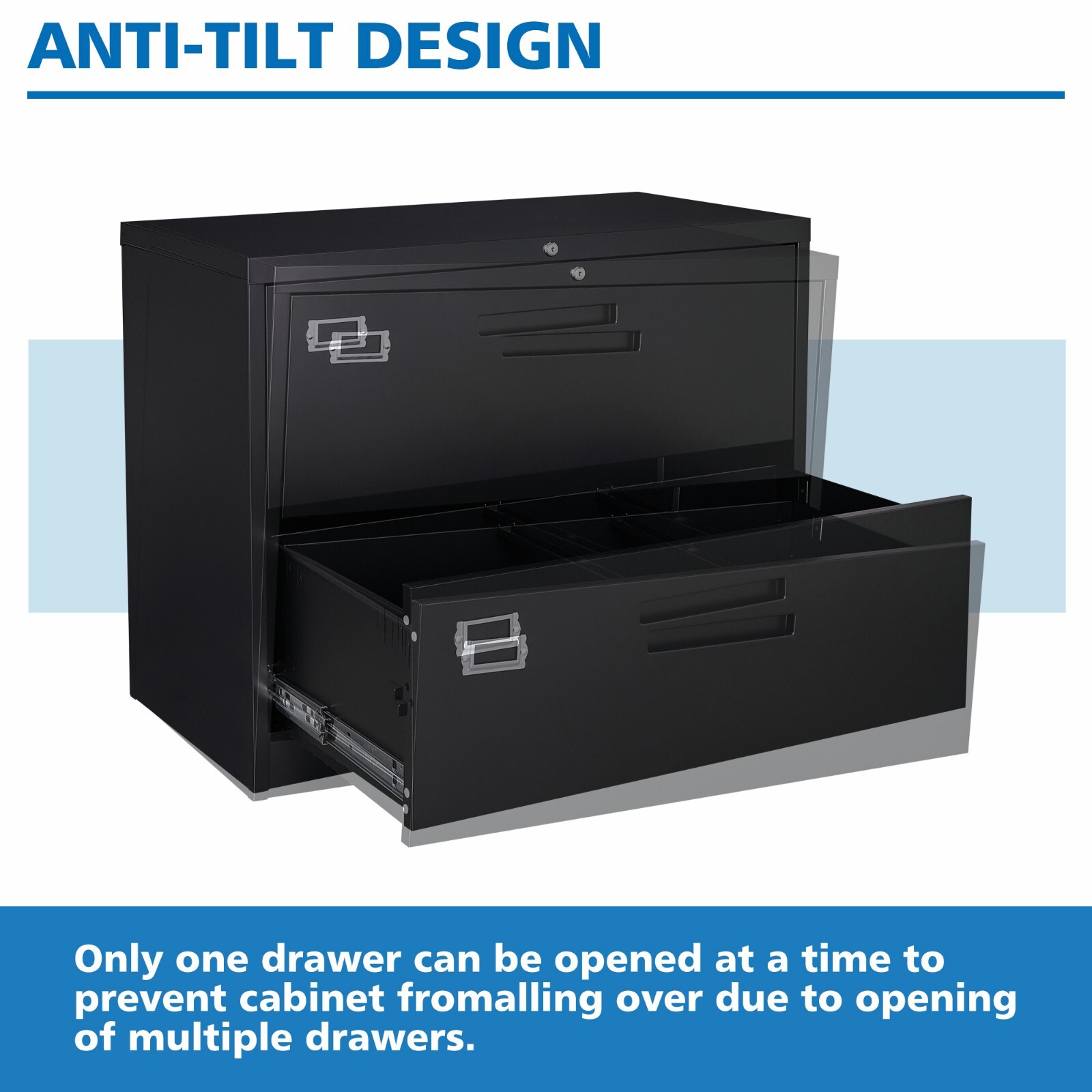 Metal Lateral File Cabinet 2 Drawer,Office Home Locking Filing Cabinet Organizer