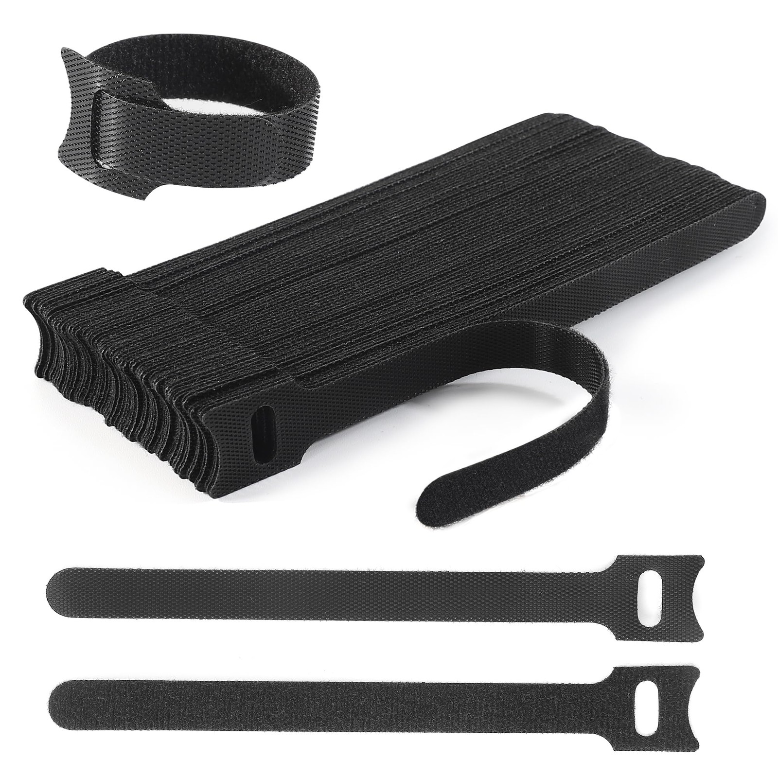 Nettbe Reusable Cable Ties, 60 PCS 8 Inches Adjustable 8inches-60PCS, Black