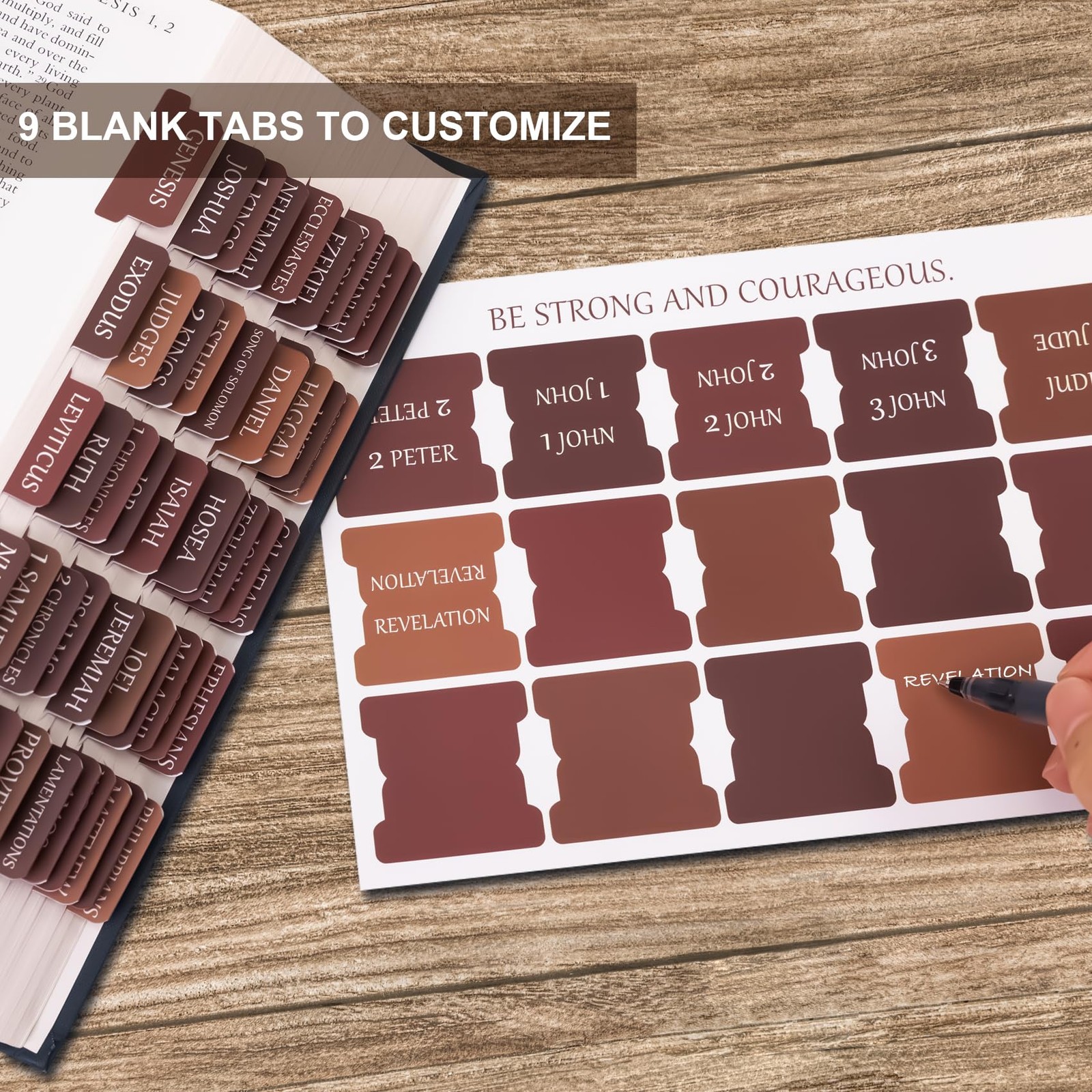 Laminated Bible Tabs for Women Men – Large Print Tabs for Study Bibles, Boho