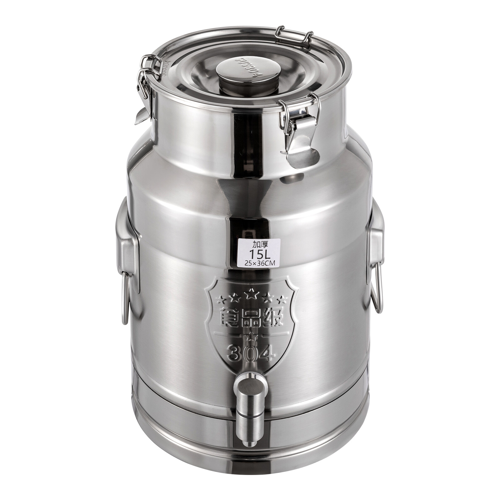 15L/3.96Gal Beverage Dispenser Stainless Steel Milk Can Milk Transport Barrel