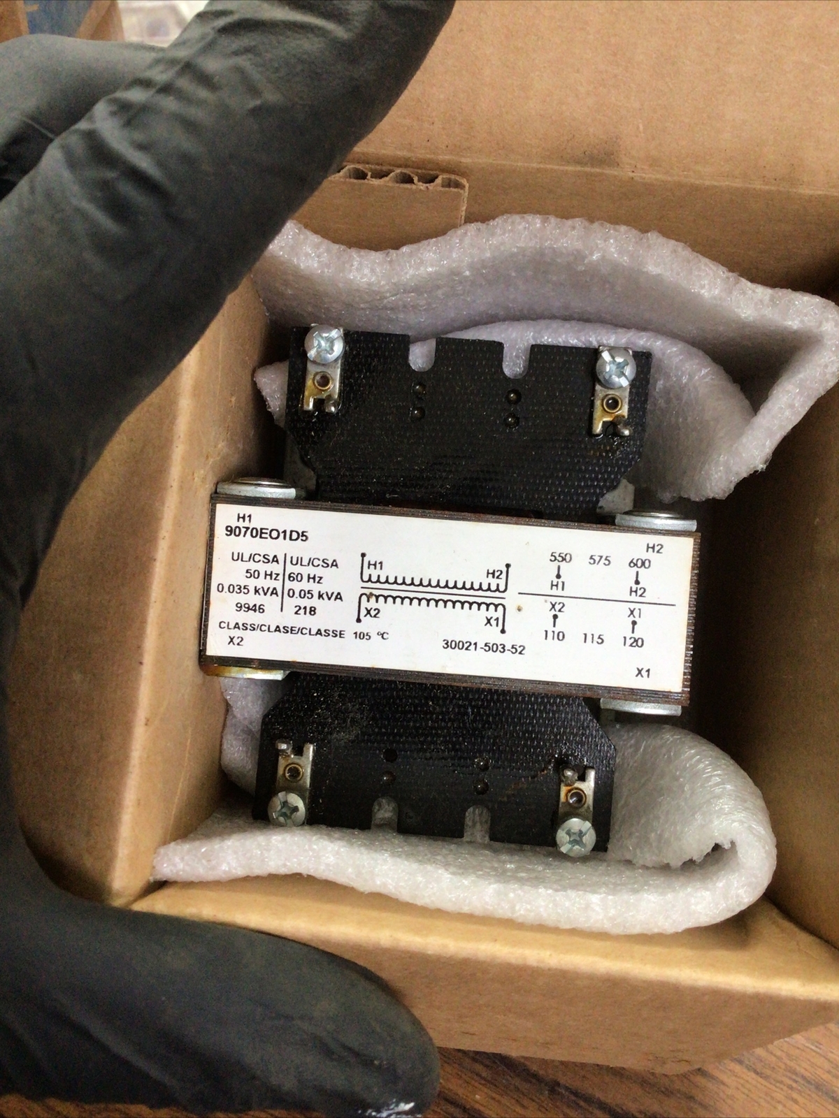 Square D 9070EO1D5 Industrial Control Transformer 550/575/600V to 110/115/120V