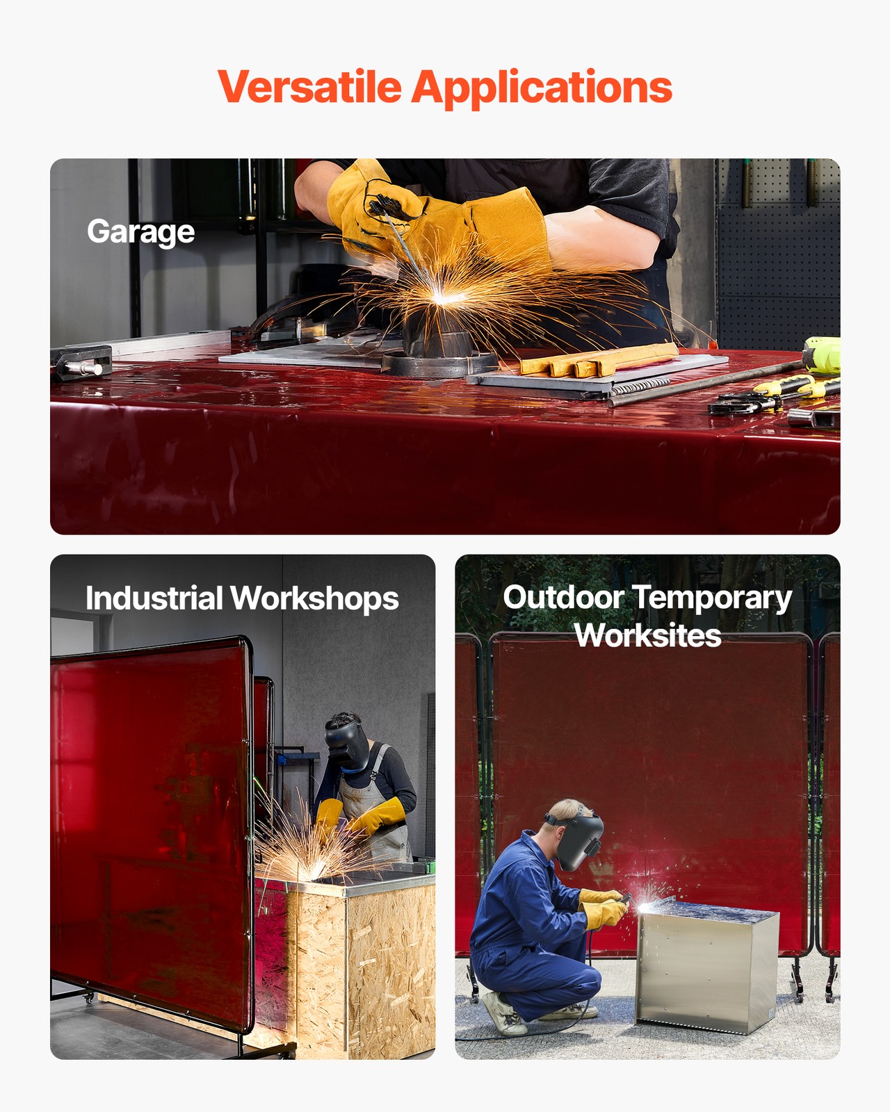 VEVOR 2PCS Welding Curtain 6 x 8FT Welding Screen Curtain Flame-Resistant Vinyl