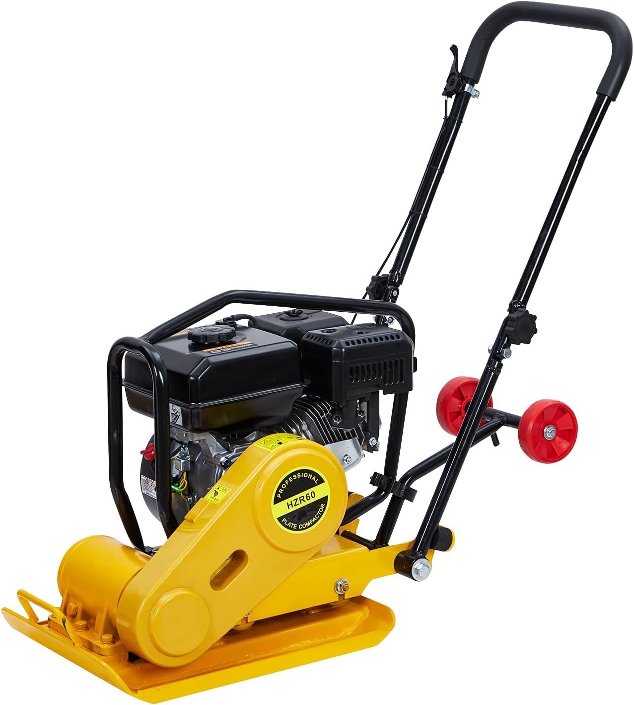 🔥7HP Plate Compactor, 212CC Gas-Powered Jumping Jack Tamper with Wheels, 22.1