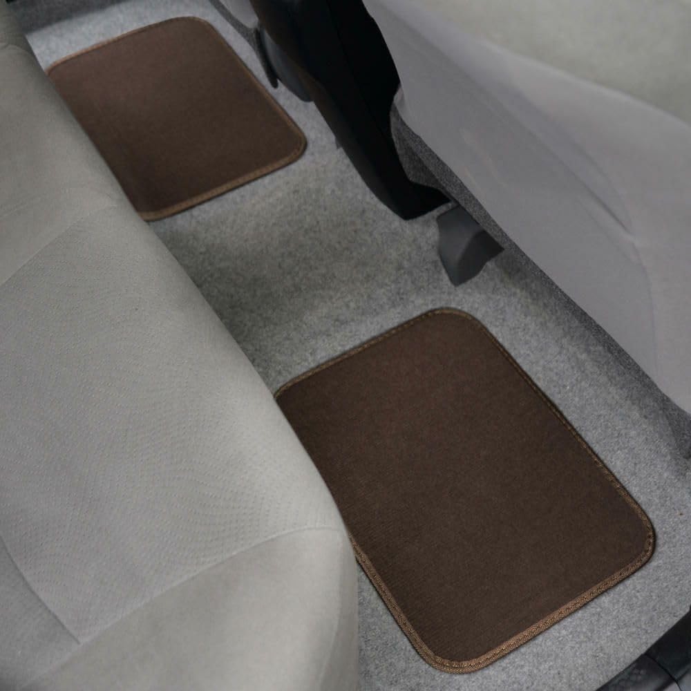 Dark Beige Rear Floor Mats 4pc Nylon Rubber 11.5×16.5 MT-100
