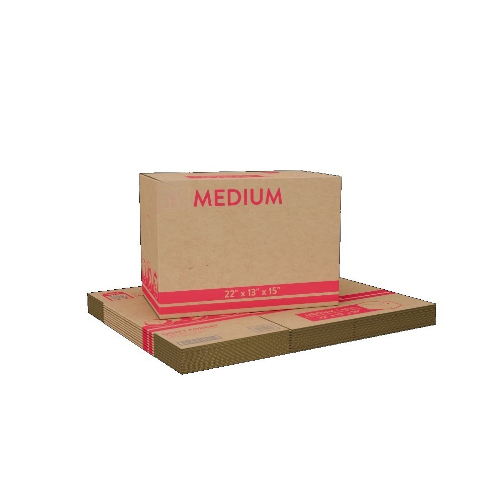(10 pack) Medium Moving Boxes, 22 in. L x 13 in. W x 15 in. H, Kraft