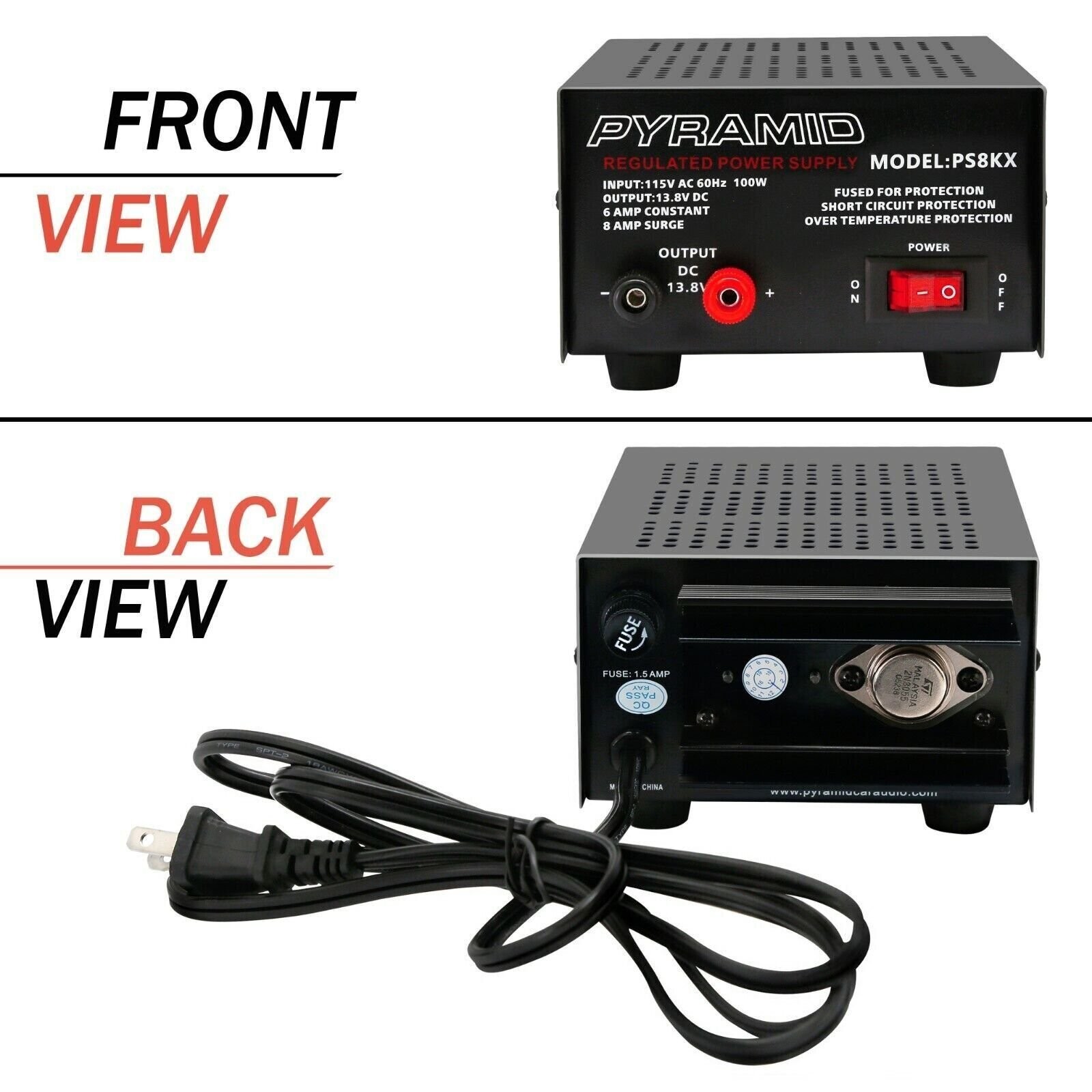 PYRAMID Heavy Duty 8A 12V Linear AC/DC Power Supply PS8KX