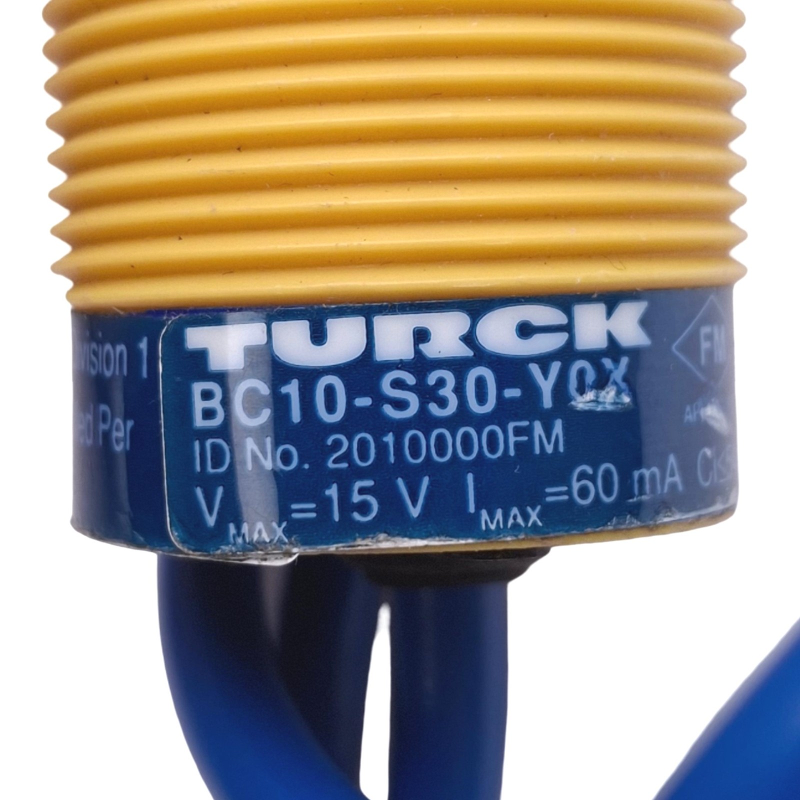 Turck BC10-S30-Y0X Proximity Sensor, 10mm Range, 15VDC, M30x1.5, M12 4-Pin