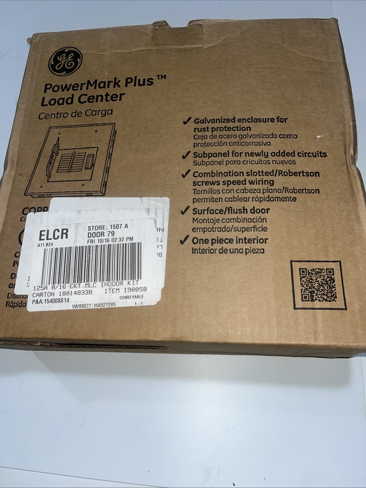 🇺🇸GE PowerMark Plus Load Center 125amps 8 spaces 16 Circuits TLM812SCUD1K