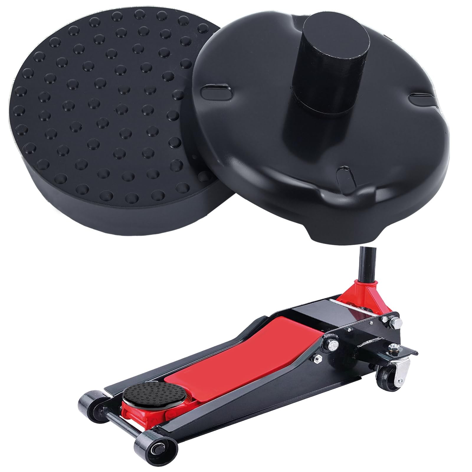 Floor Jack Saddle, Saddle with Rubber Pad, 4.8 Inch in black