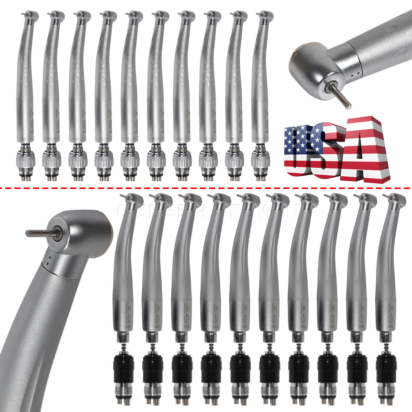 NSK/KAV Style Dental High Speed Handpiece with 4 Hole Quick Coupler 360° Swivel