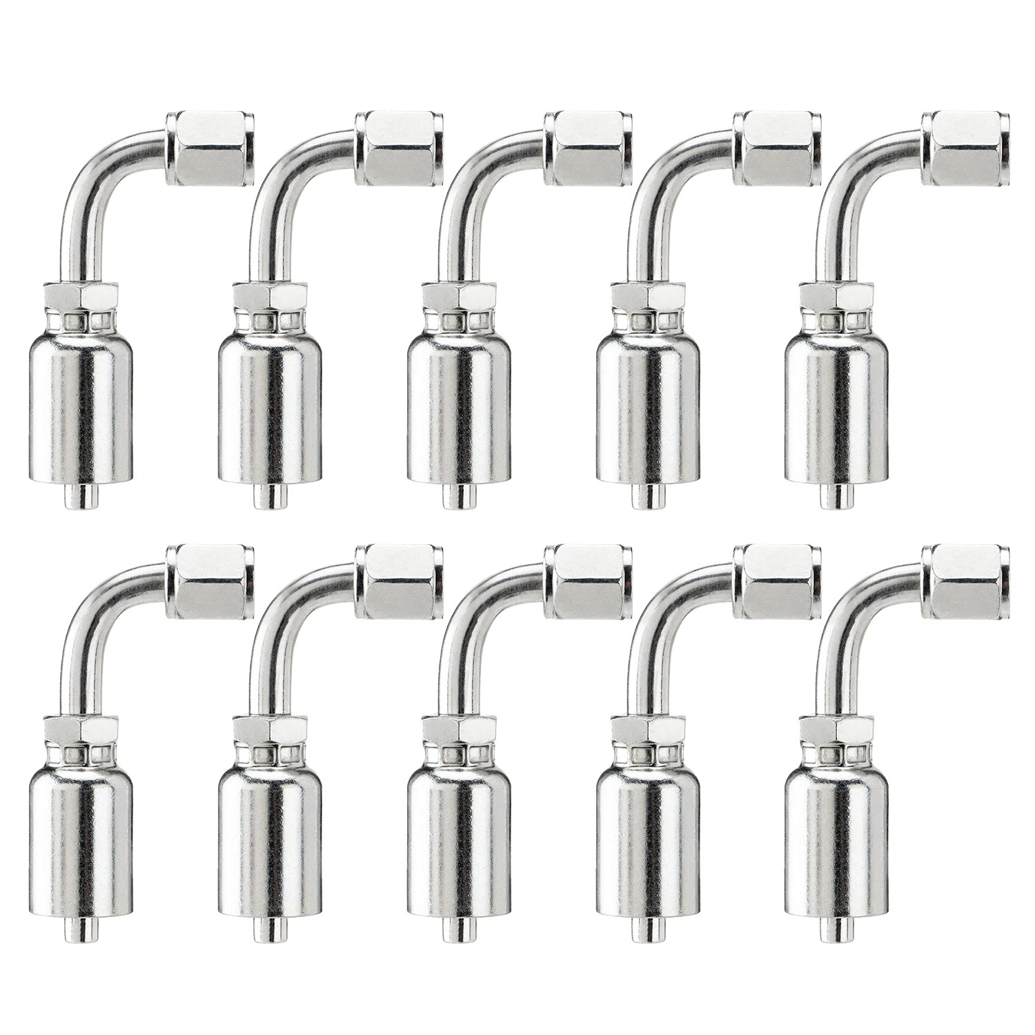 10X 1/4″ JIC 37° Female 90° Hydraulic Hose Fittings For 1/4″ I.D. Hydraulic Hose