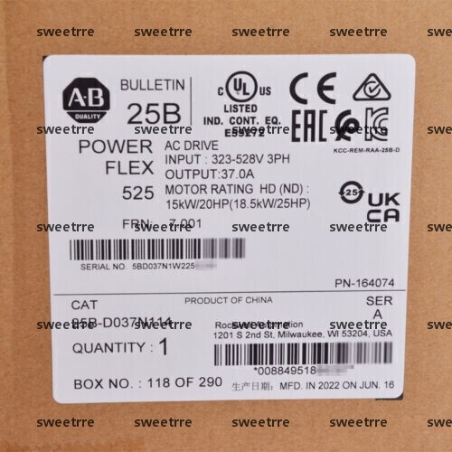 AB 25B-D037N114 PowerFlex 525 AC Drive 25BD037N114 Factory Sealed US Free Tax