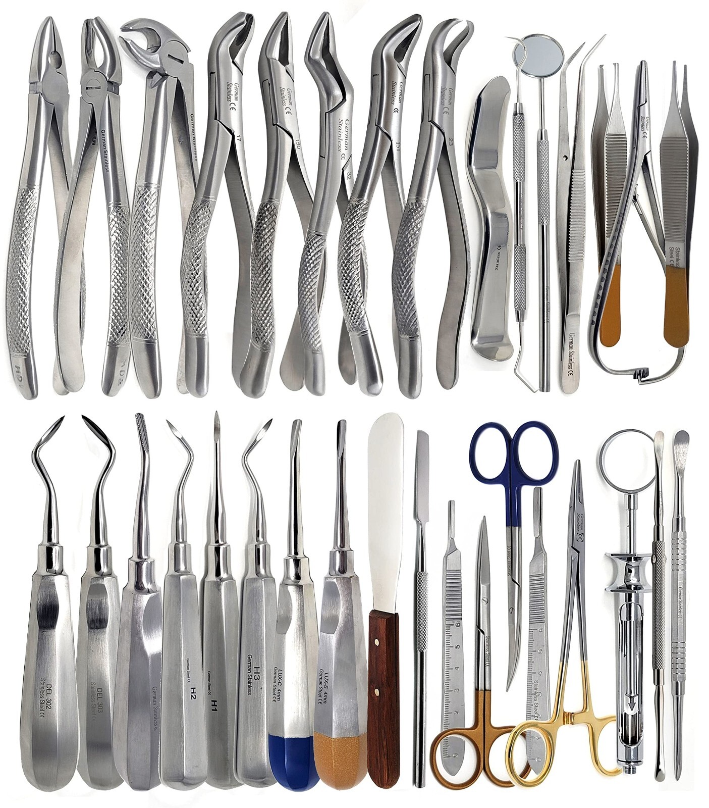 GERMAN 74 PC ORAL DENTAL SURGERY EXTRACTING ELEVATORS FORCEPS INSTRUMENT KIT SET