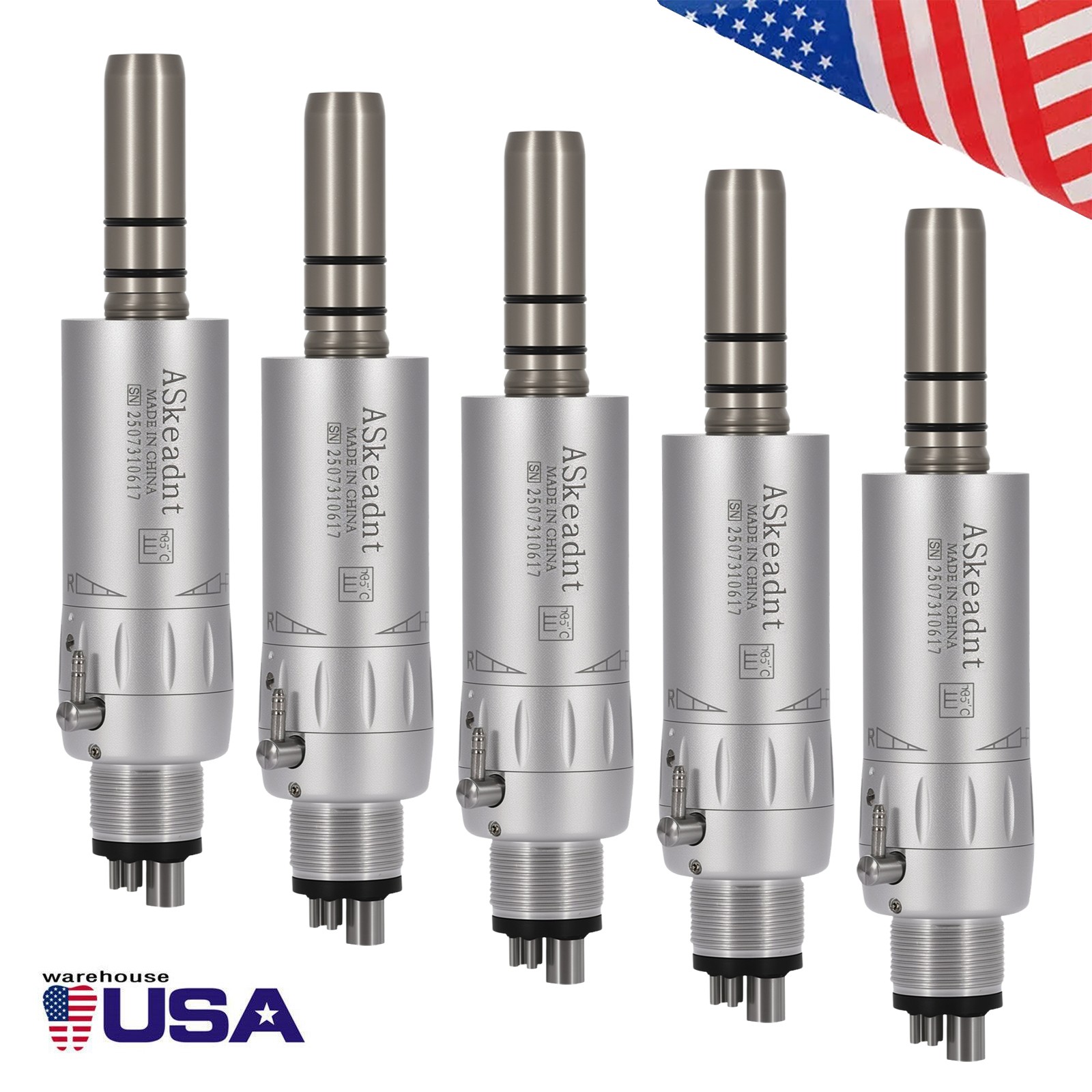 5X ASkeadnt Dental Slow Low Speed Handpiece Air Motor E-type 4 Holes AS Y